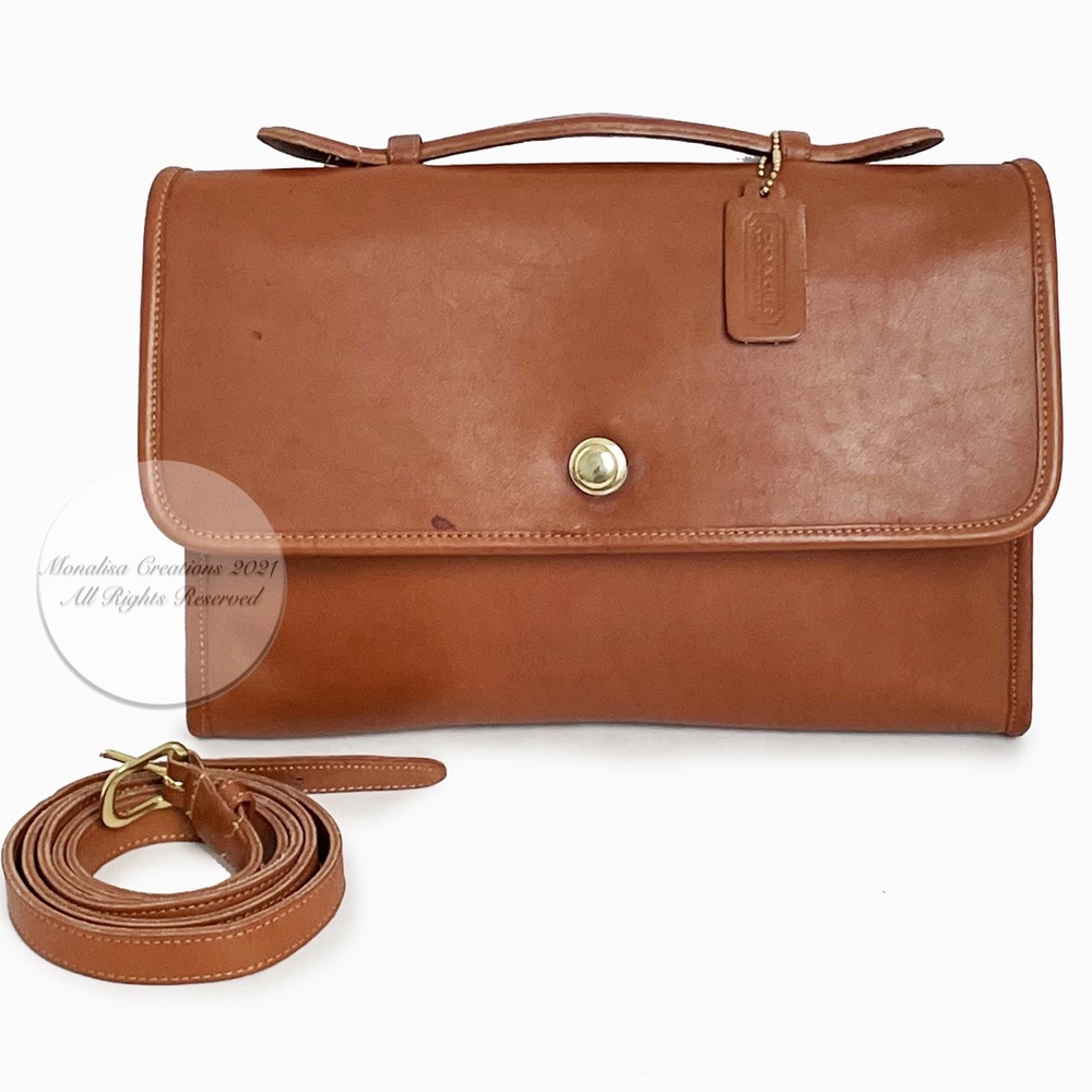 Coach Avenue Bag Crossbody Portfolio Brief #9886 British Tan Leather Vintage